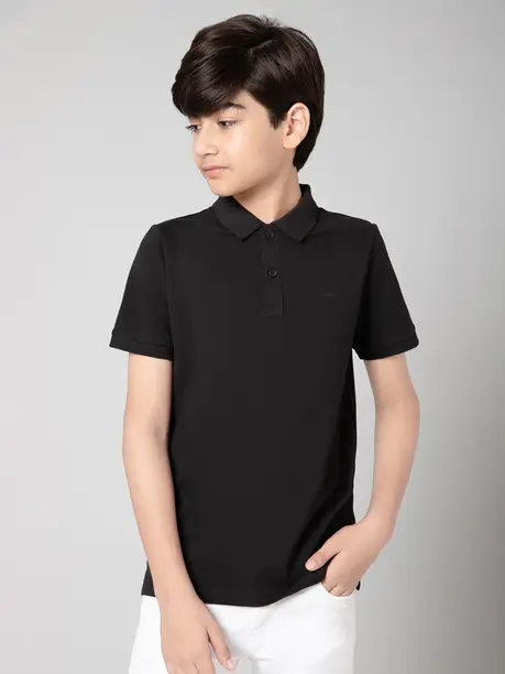 Boys Solid Cotton Blend Regular T Shirt